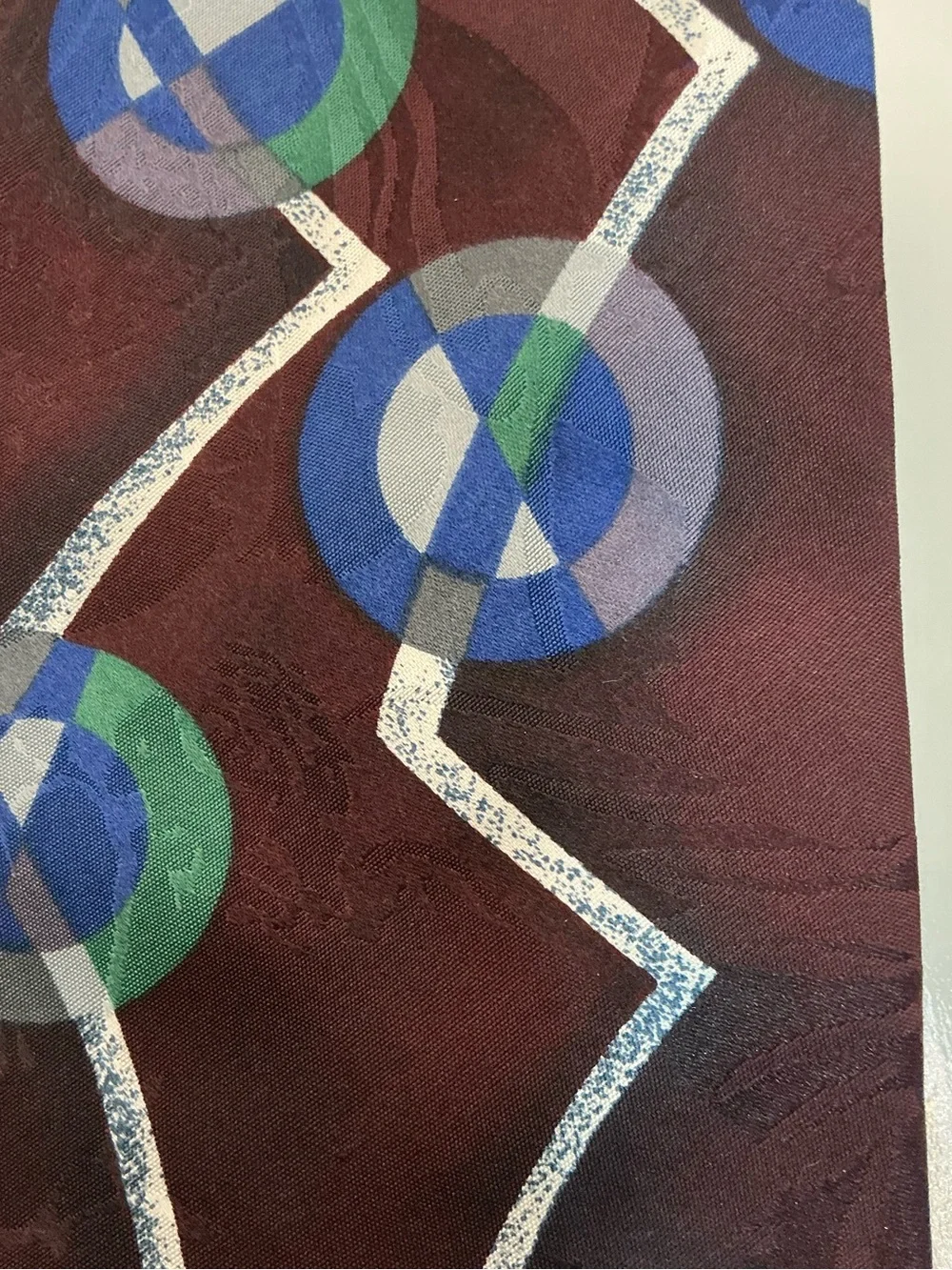 Oscar de la Renta Men’s Tie Couture Collection Abstract Geometric Maroon Blue